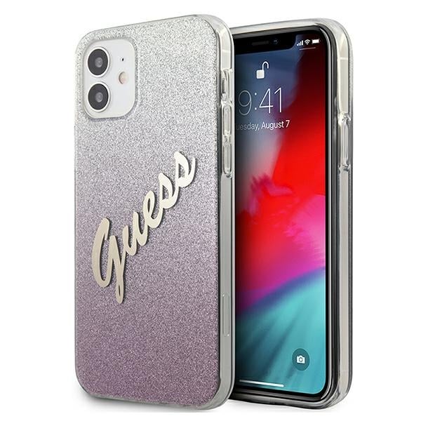 Guess Glitter Gradient Script Back Cover Πλαστικό Πολύχρωμο (iPhone 12 mini)