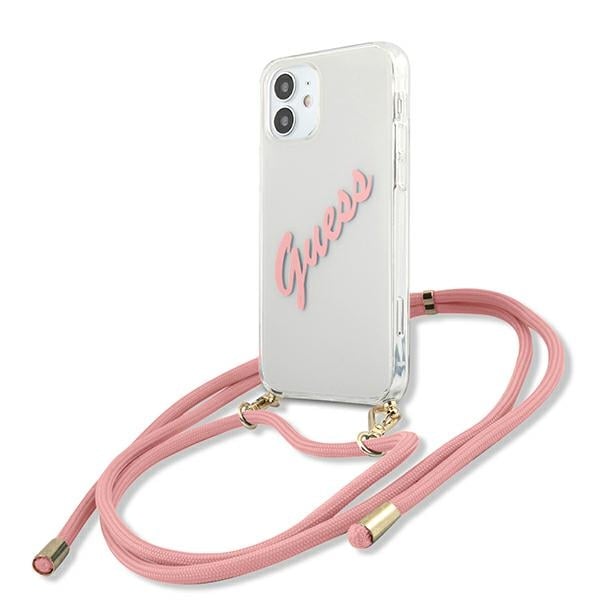 Guess Vintage Script Back Cover Πλαστικό Ροζ (iPhone 12 mini)