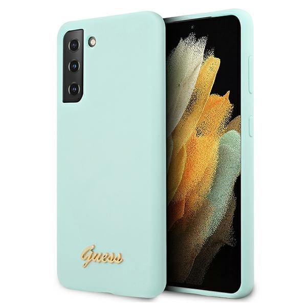 Guess Silicone Script Metal Logo Back Cover Πλαστικό / Σιλικόνης Μπλε (Galaxy S21+ 5G)