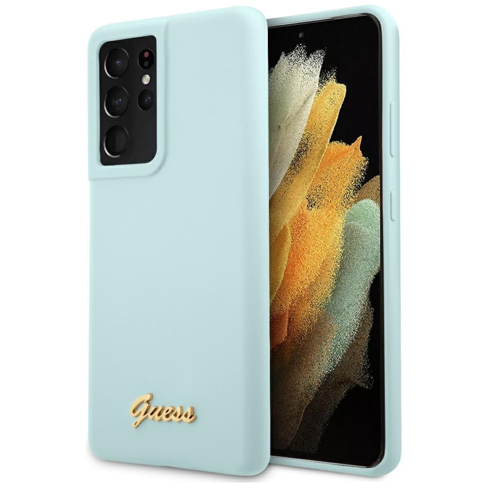 Guess Metal Logo Script Back Cover Σιλικόνης Μπλε (Galaxy S21 Ultra 5G)