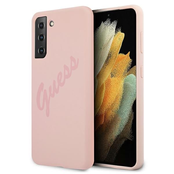 Guess Script Vintage Back Cover Πλαστικό Ροζ (Galaxy S21+ 5G)