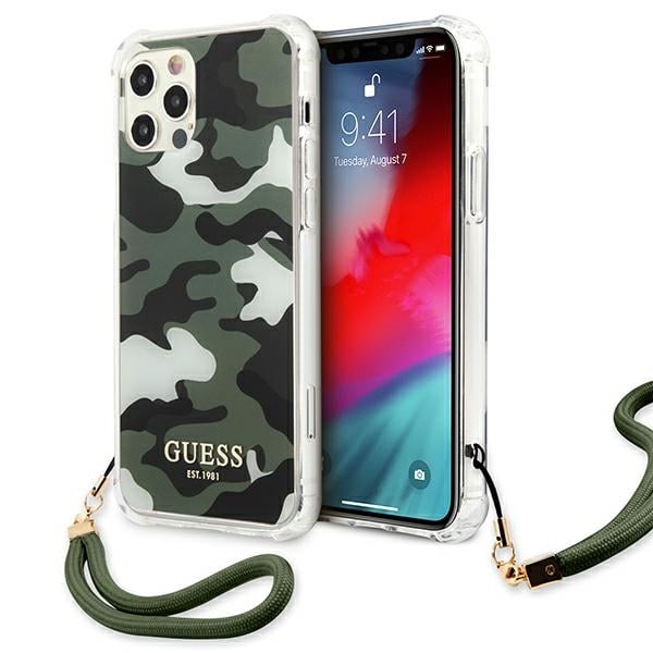 Guess Camo Back Cover Πλαστικό Χακί (iPhone 12 / 12 Pro)