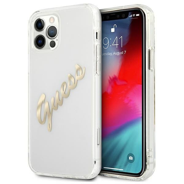 Guess Vintage Script Gold Back Cover Πλαστικό Διάφανο (iPhone 12 / 12 Pro)