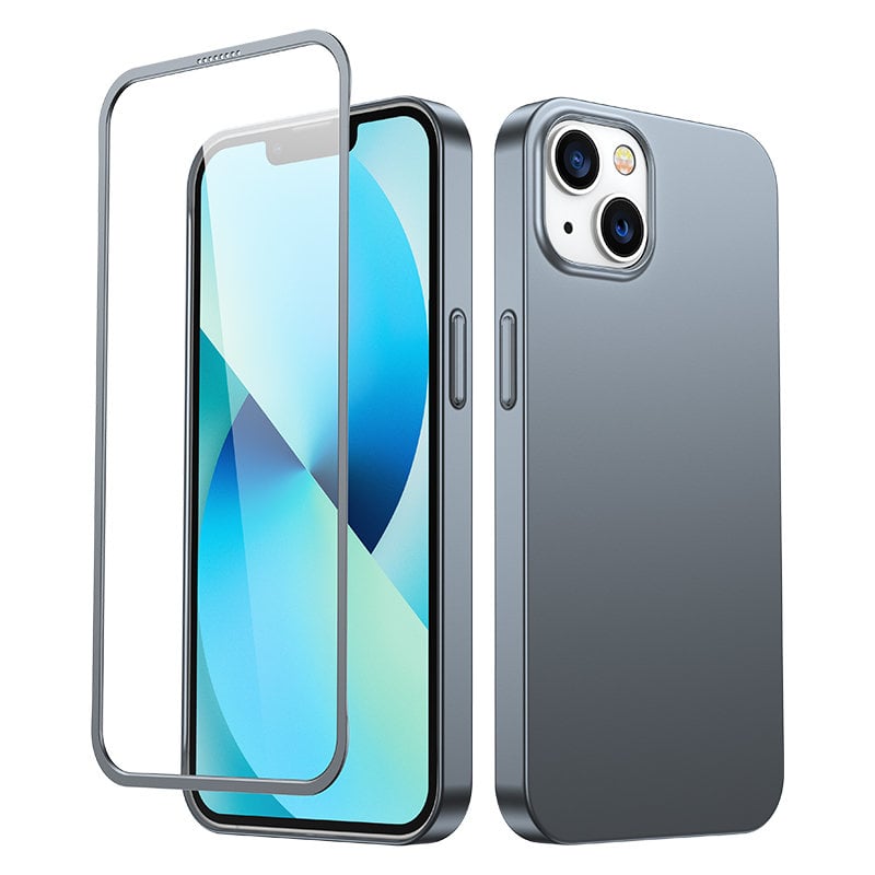 Joyroom JR-BP927 360 Full Cover Σιλικόνης 0.76mm Σετ με Τζαμάκι Γκρι (iPhone 13)