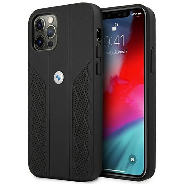 BMW Leather Curve Perforate Back Cover Δερμάτινο / Πλαστικό Μαύρο (iPhone 12 Pro Max)
