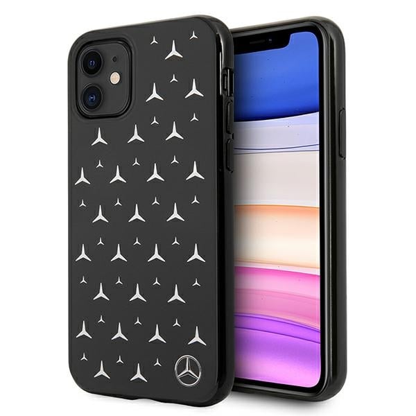 Mercedes-Benz Silver Stars Pattern Back Cover Πλαστικό Μαύρο (iPhone 11)