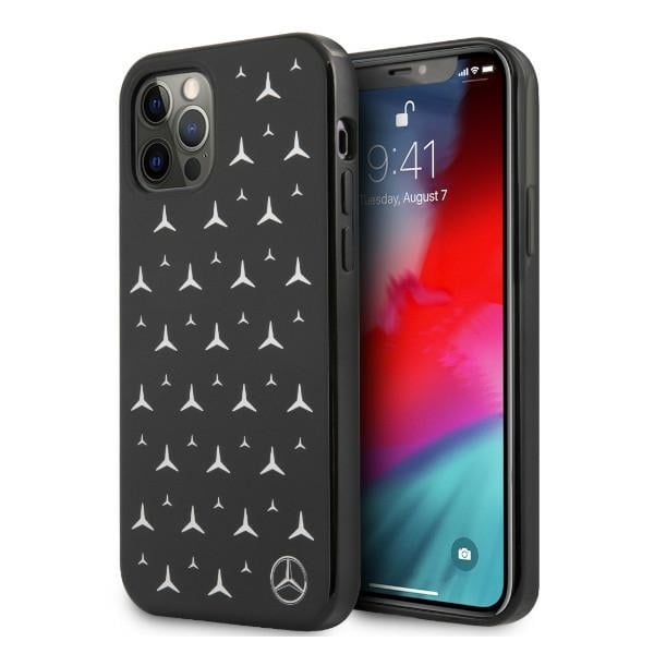 Mercedes-Benz Silver Stars Pattern Back Cover Πλαστικό Μαύρο (iPhone 12 Pro Max)