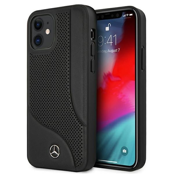 Mercedes-Benz Leather Perforated Area Back Cover Δερμάτινο Μαύρο (iPhone 12 mini) MEHCP12SCDOBK