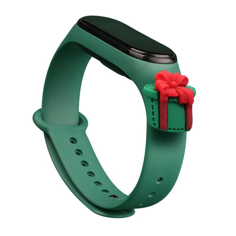 Hurtel Christmas Holidays Λουράκι Σιλικόνης Dark Green Present (Mi Band 3/Mi Smart Band 4)