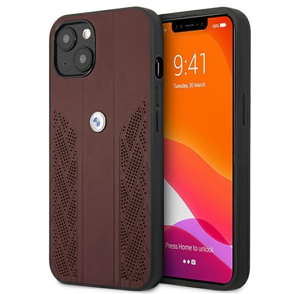BMW Leather Curve Perforate Back Cover Δερμάτινο / Πλαστικό Κόκκινο (iPhone 13 mini)