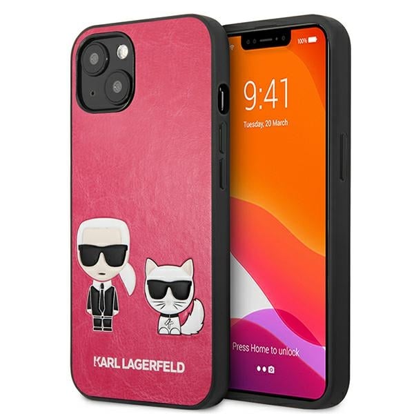 Karl Lagerfeld Ikonik Karl & Choupette Back Cover Δερματίνης Φούξια (iPhone 13 mini)