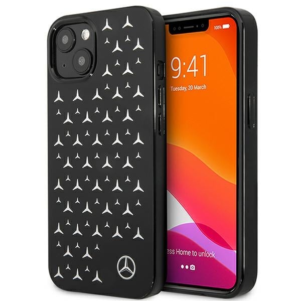 Mercedes-Benz Silver Stars Pattern Back Cover Πλαστικό Μαύρο (iPhone 13 mini)
