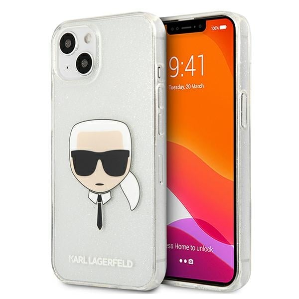 Karl Lagerfeld Glitter Karl`s Head Back Cover Πλαστικό Ασημί (iPhone 13 mini)