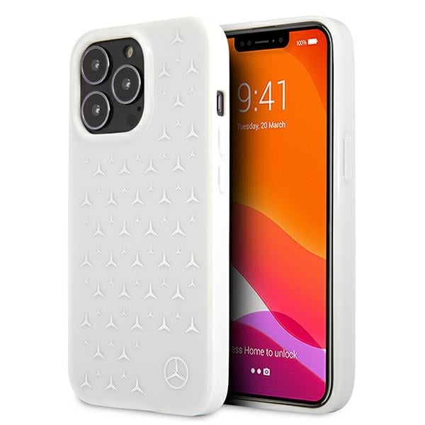 Mercedes-Benz Silver Stars Pattern Back Cover Πλαστικό Λευκό (iPhone 13 Pro)