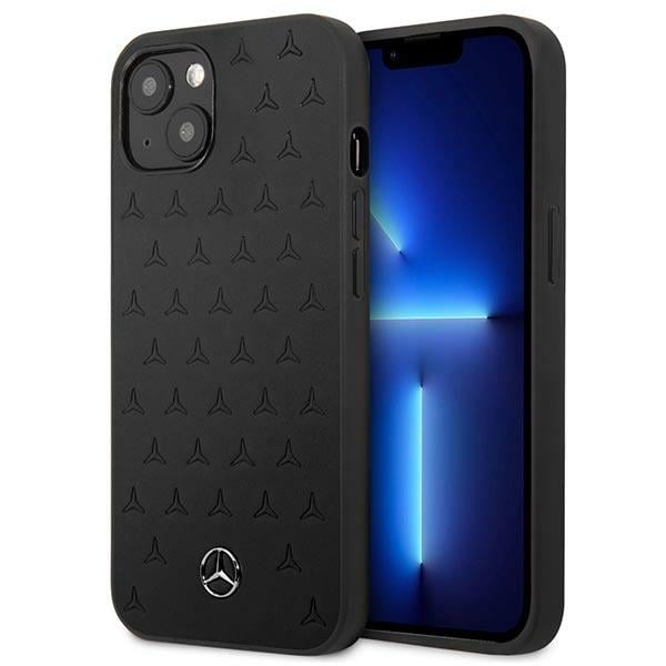 Mercedes-Benz Leather Stars Pattern Back Cover Πλαστικό Μαύρο (iPhone 13 mini)