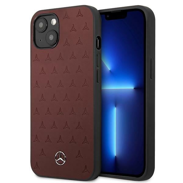 Mercedes-Benz Leather Stars Pattern Back Cover Πλαστικό Κόκκινο (iPhone 13 mini)