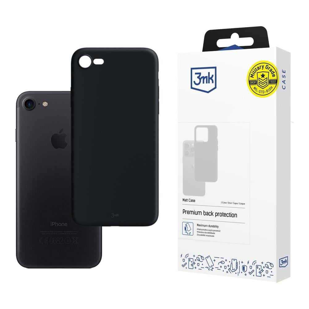 3MK Matt Back Cover Σιλικόνης 1.2mm Μαύρο (iPhone 8/7)