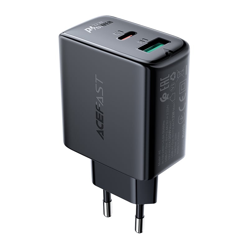 Acefast Φορτιστής Χωρίς Καλώδιο με Θύρα USB-A και Θύρα USB-C 32W Power Delivery / Quick Charge 3.0 Μαύρος (A5)