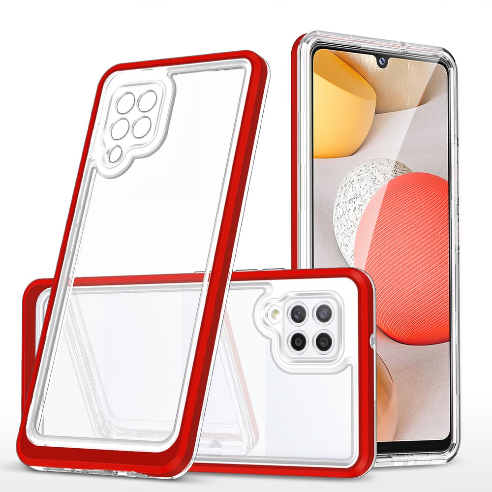 Hurtel Clear 3in1 Back Cover Σιλικόνης 1.1mm Κόκκινο (Galaxy A42)