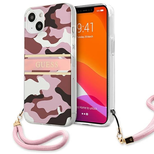 Guess Camo Strap Back Cover Σιλικόνης Ροζ (iPhone 13 mini)