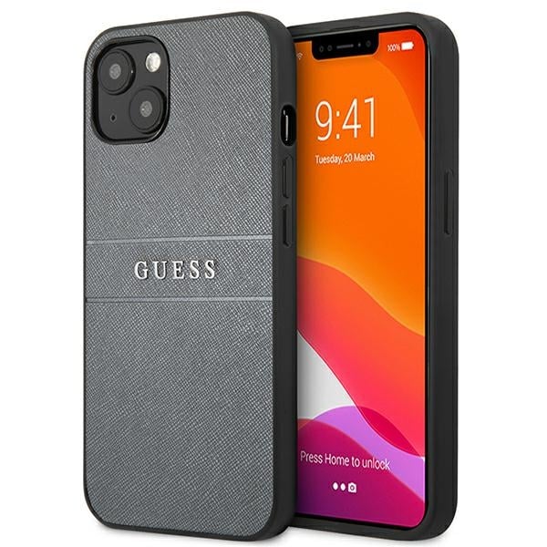 Guess Saffiano Strap Back Cover Πλαστικό Γκρι (iPhone 13 mini)