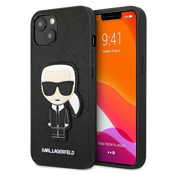 Karl Lagerfeld Saffiano Ikonik Karl`s Patch Back Cover Πλαστικό Μαύρο (iPhone 13 mini)