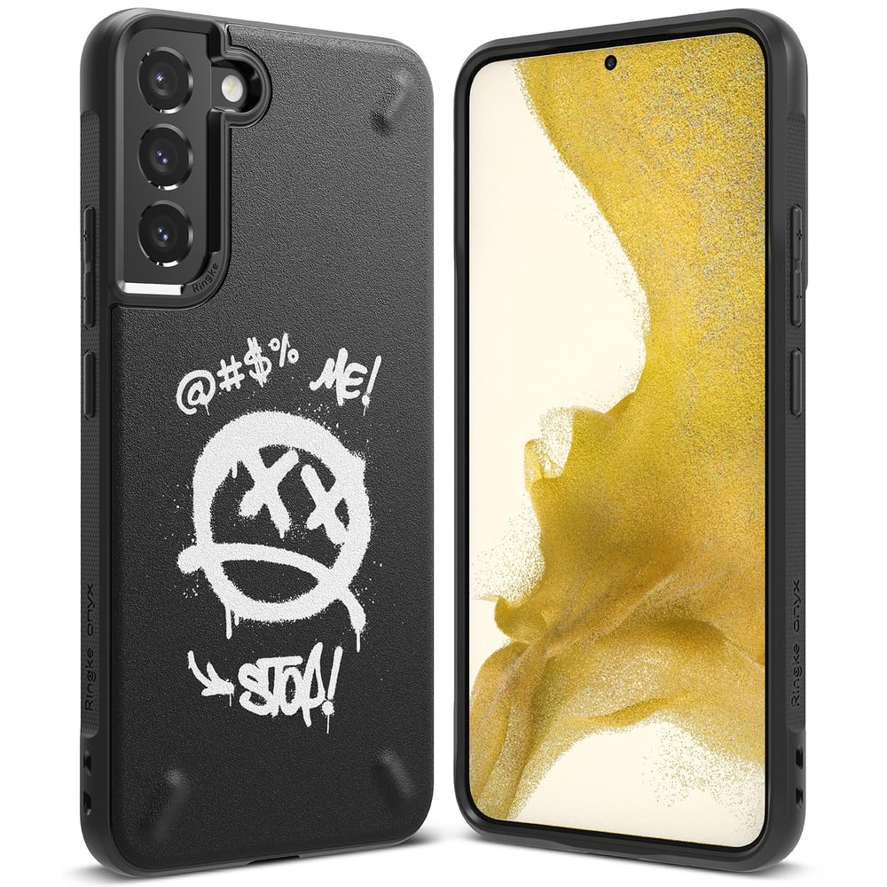 Ringke Onyx Design Back Cover Σιλικόνης με Λουράκι Σετ με Τζαμάκι Graffiti Μαύρο (Galaxy S22+ 5G)