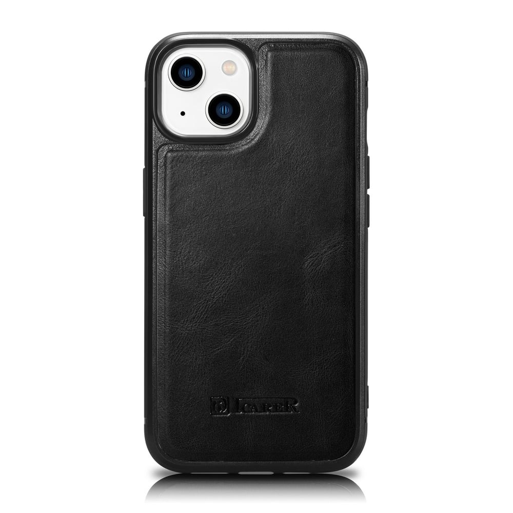 iCarer Leather Oil Wax Back Cover Δερμάτινο Μαύρο (iPhone 14 Plus) WMI14220719-BK