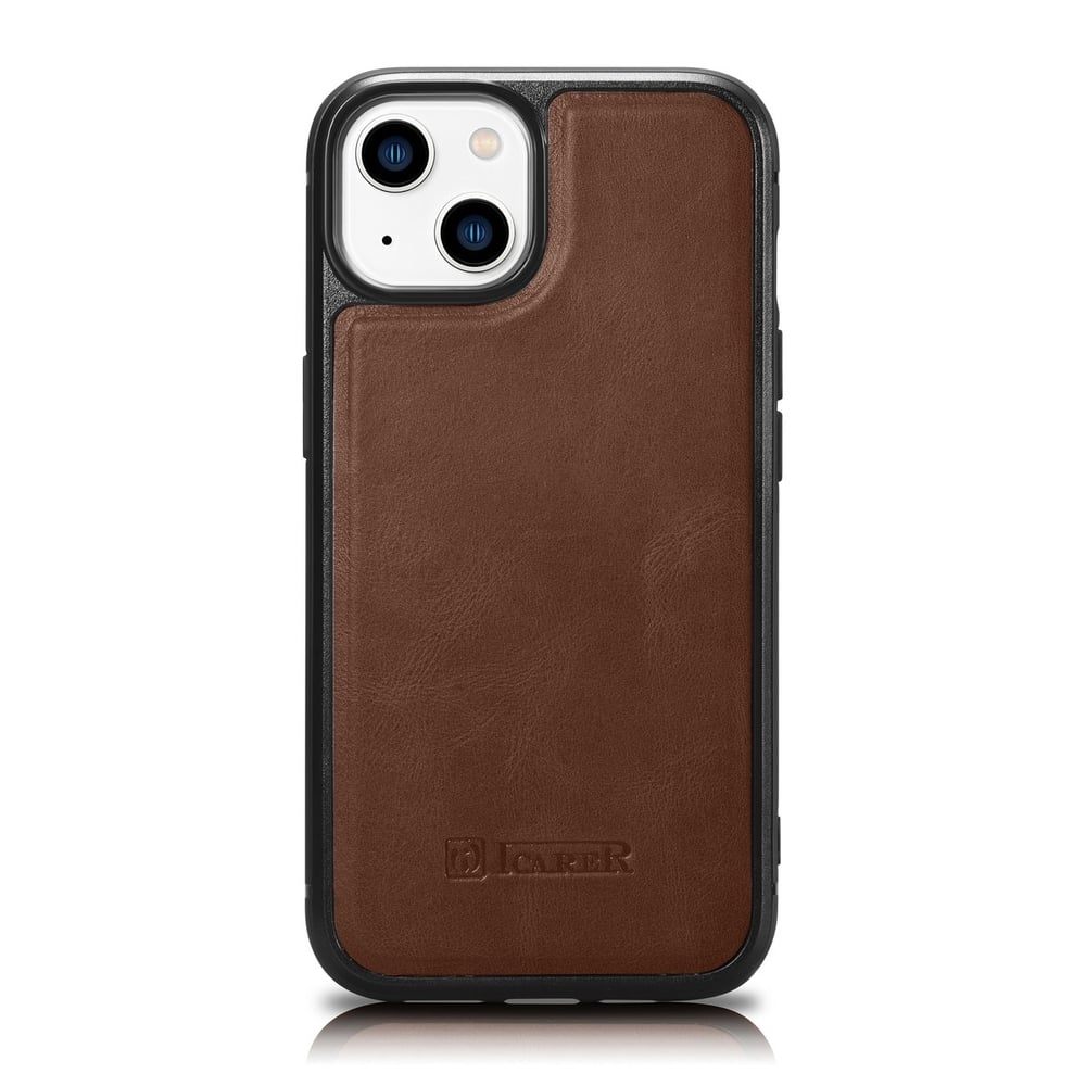 iCarer Leather Oil Wax Back Cover Δερμάτινο Καφέ (iPhone 14 Plus) WMI14220719-BN
