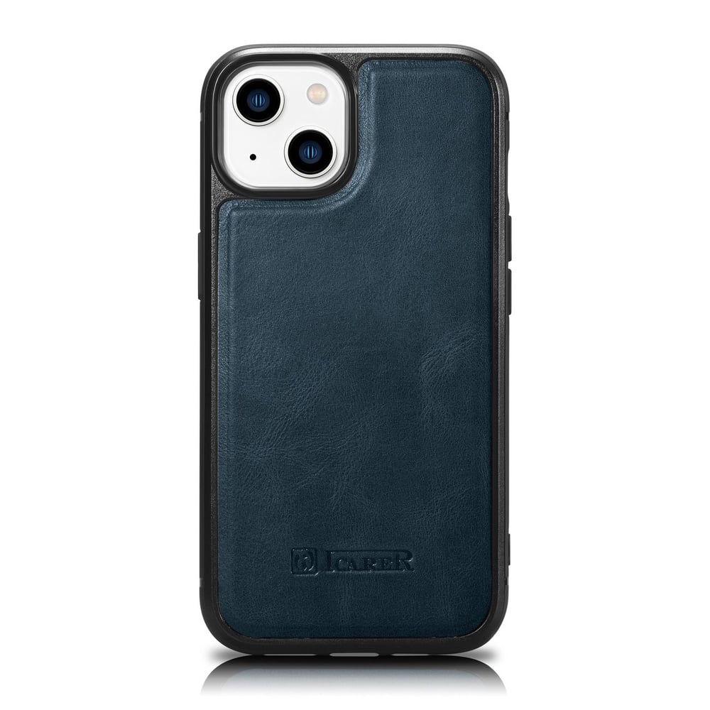 iCarer Leather Oil Wax Back Cover Δερμάτινο Μπλε (iPhone 14 Plus)