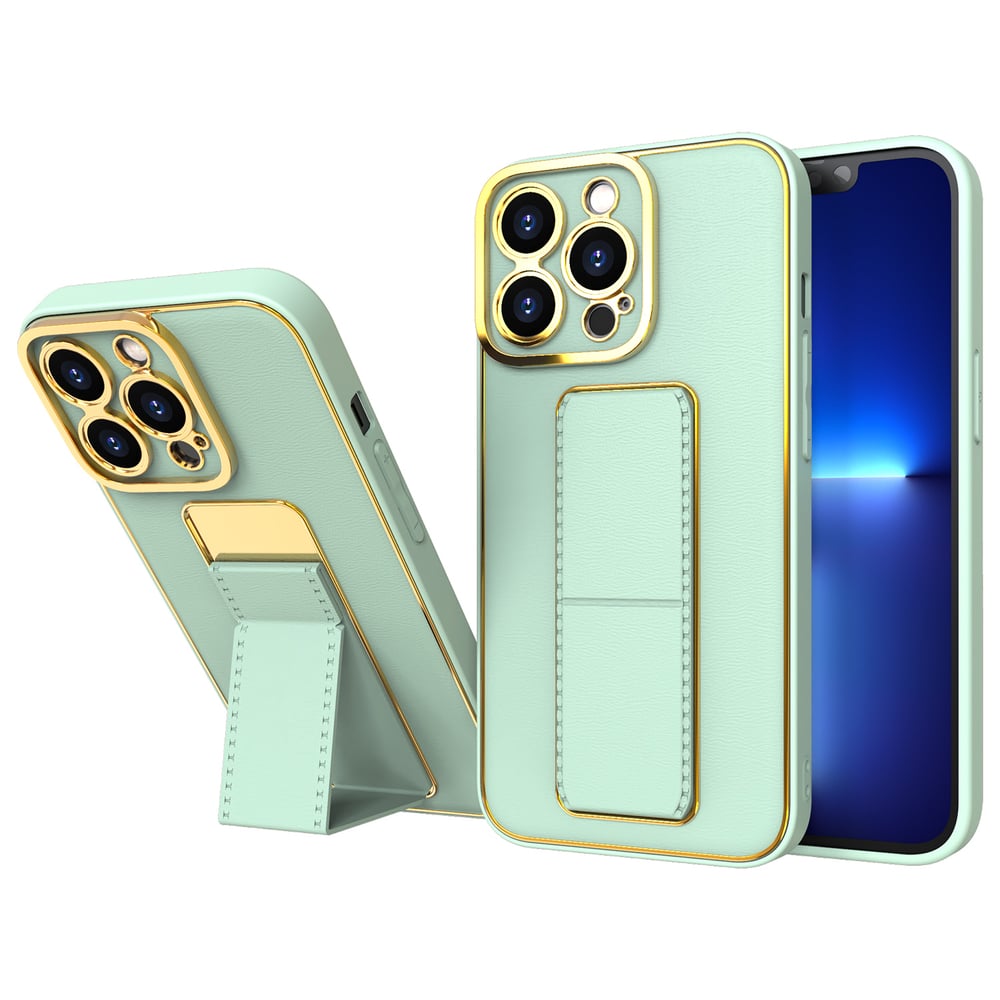 Hurtel Kickstand Back Cover Δερματίνης Πράσινο (iPhone 12 / 12 Pro)