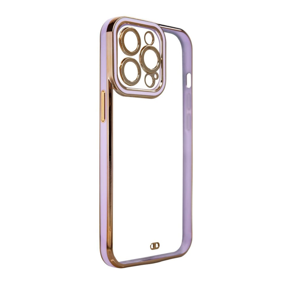 Hurtel Fashion Gold Frame Back Cover Σιλικόνης Μωβ (iPhone 12 / 12 Pro)