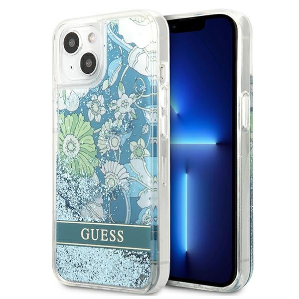 Guess Liquid Glitter Flower Back Cover Σιλικόνης Μπλε (iPhone 13 mini)