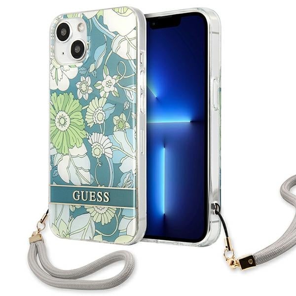 Guess Flower Strap Back Cover Πλαστικό Πράσινο (iPhone 13 mini)