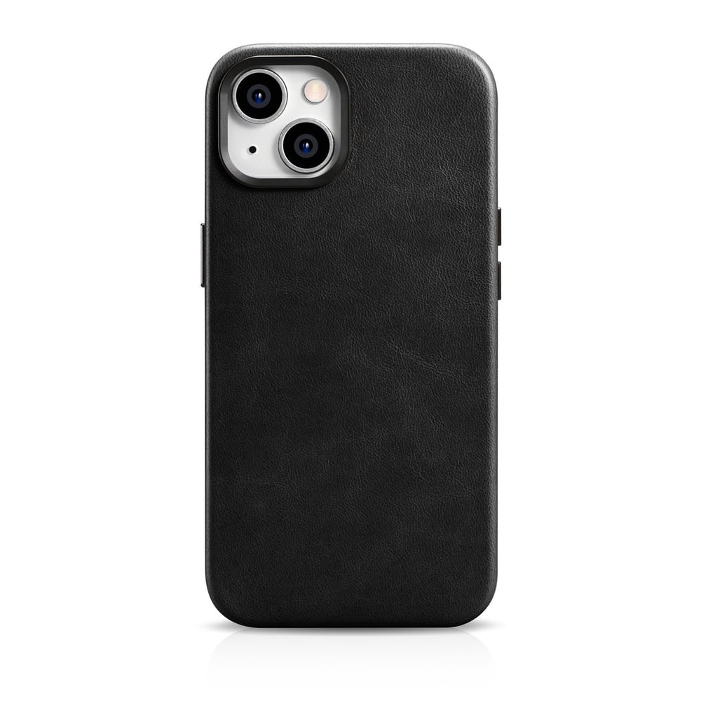 iCarer Oil Wax Premium Leather Back Cover Δερμάτινο Μαύρο (iPhone 14 Plus)
