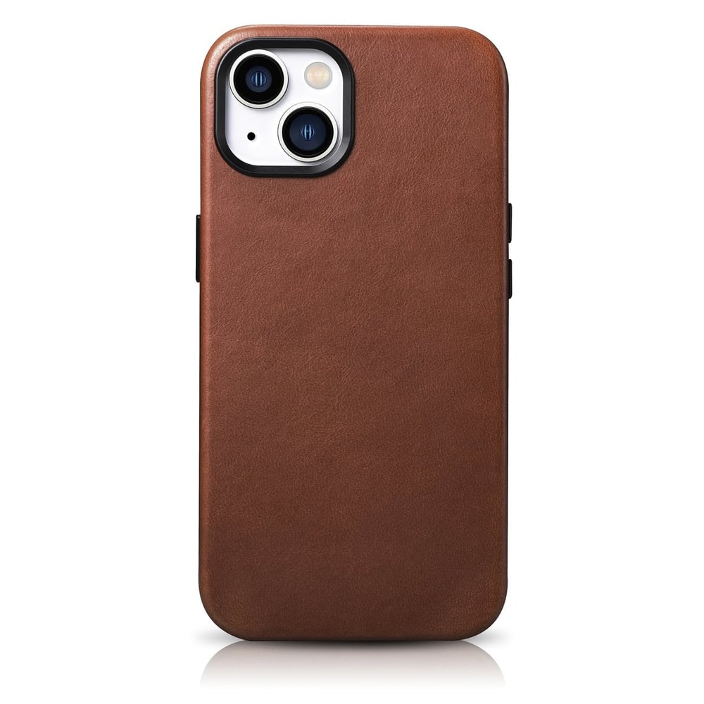 iCarer Oil Wax Premium Leather Back Cover Δερμάτινο Μαγνητικό Brown (iPhone 14 Plus)