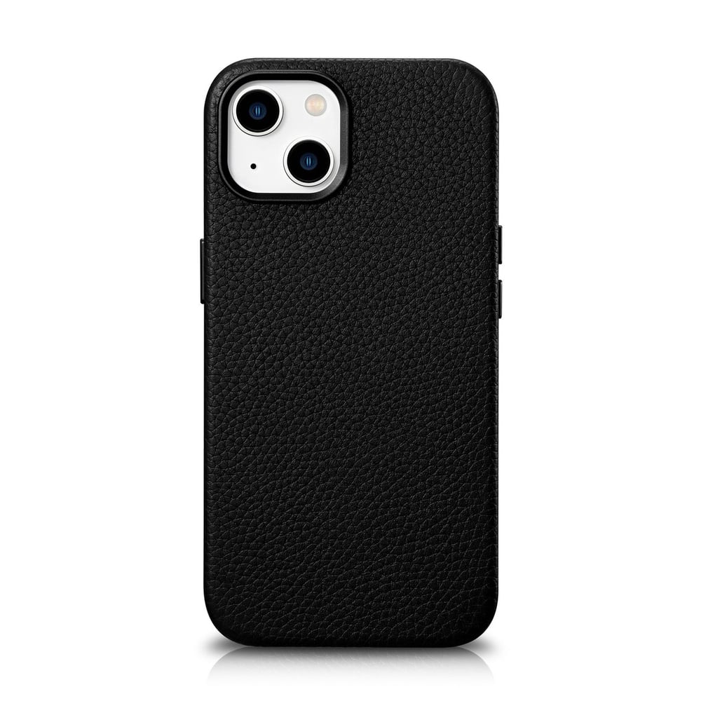 iCarer Litchi Premium Leather Back Cover Δερμάτινο Μαύρο (iPhone 14 Plus)