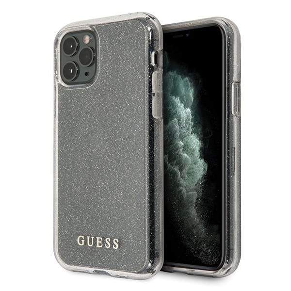 Guess Glitter Back Cover Πλαστικό Ασημί (iPhone 11 Pro Max)
