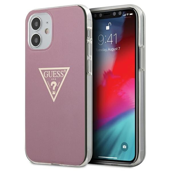 Guess Faceplate Metallic Collection Back Cover Πλαστικό Ροζ (iPhone 12 mini)