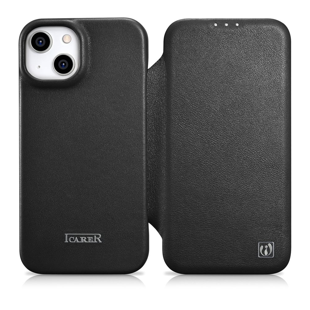 iCarer Premium Leather Folio Book Δερμάτινο Μαύρο (iPhone 14 Plus)