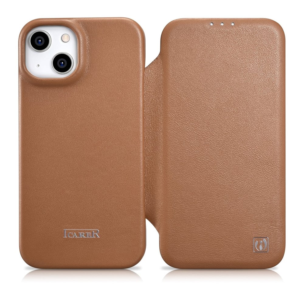 iCarer CE Premium Leather Folio Book Δερμάτινο Καφέ (iPhone 14 Plus) WMI14220715-BN