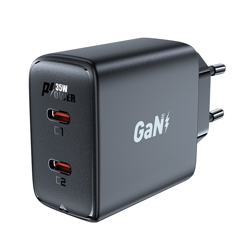 Acefast Φορτιστής Χωρίς Καλώδιο GaN με 2 Θύρες USB-C 35W Power Delivery Μαύρος (A49)
