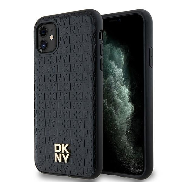 Dkny Pu Leather Repeat Pattern Stack Logo Magsafe Case Iphone 11 Black