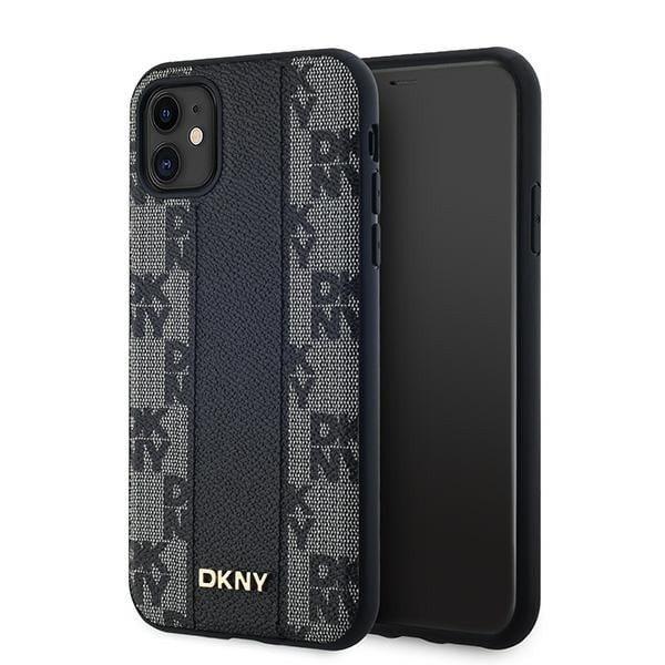 DKNY Leather Checkered Mono Pattern Magsafe Back Cover Πλαστικό / Δερμάτινο / Δερματίνης Μαύρο (iPhone 11)