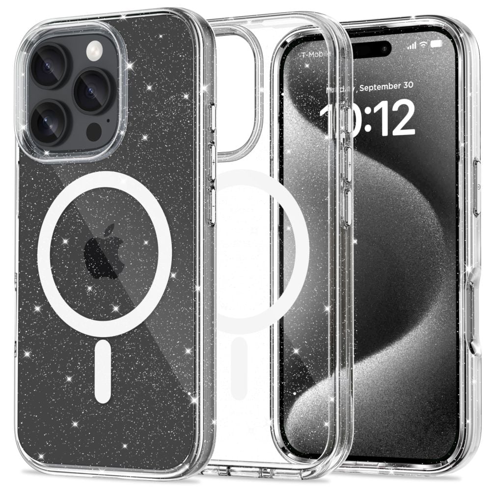 Tech-Protect FlexAir Hybrid MagSafe Back Cover Tempered Glass Glitter (iPhone 16 Pro)