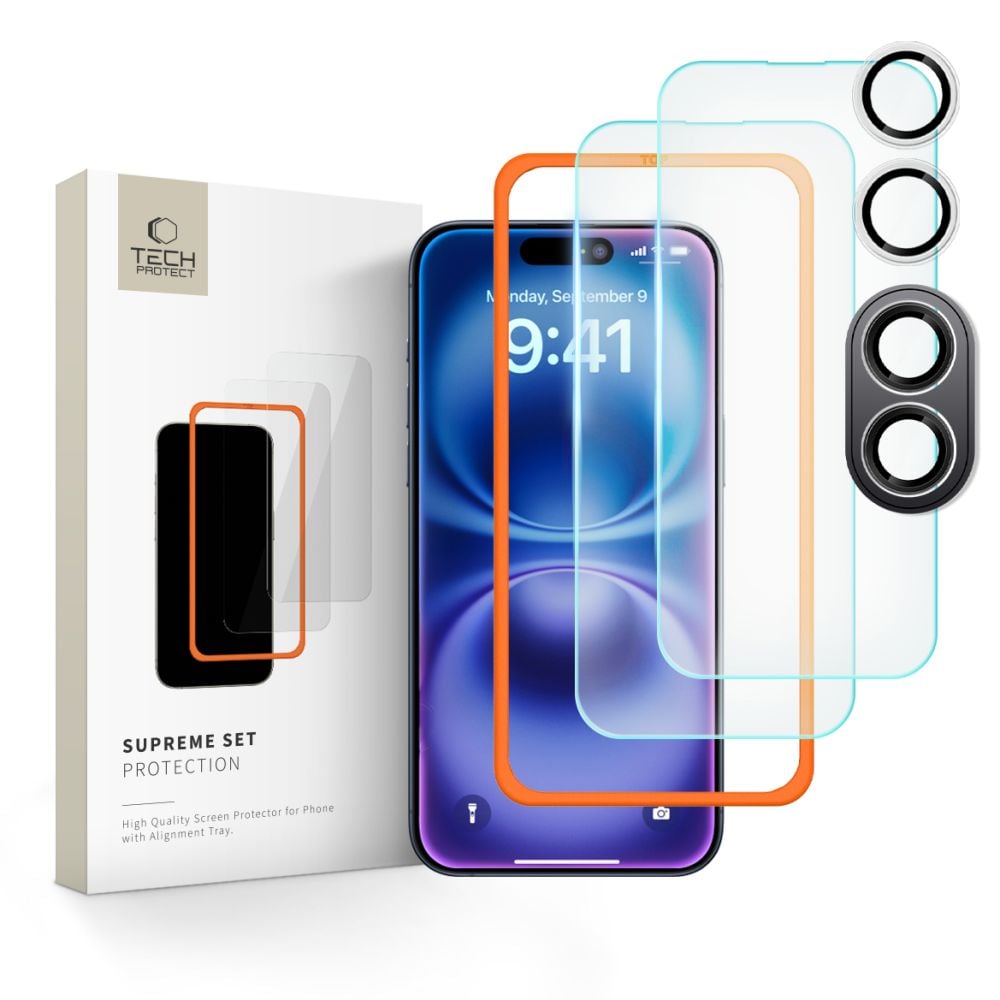 Tech-Protect Supreme Set 0.3mm Tempered Glass (iPhone 16)