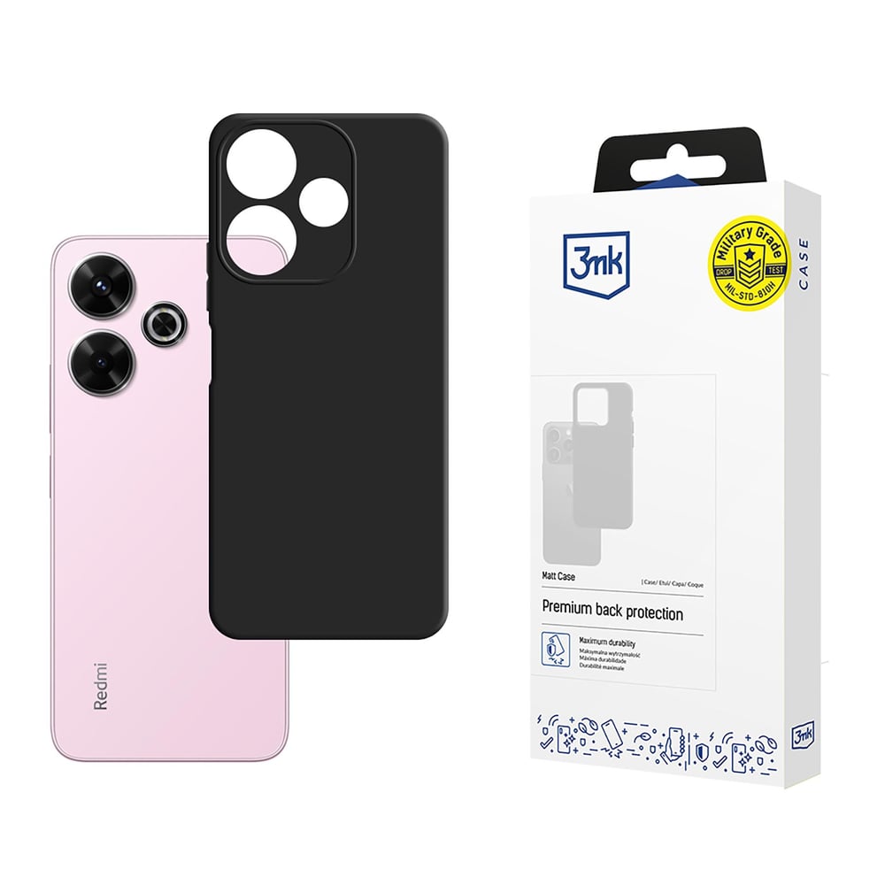 3MK Matt Back Cover Σιλικόνης 1.2mm Μαύρο (Redmi Note 13R, Redmi 13)