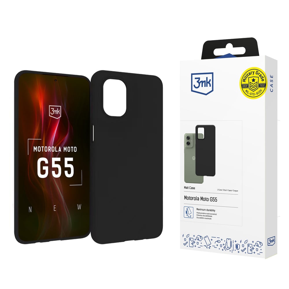 3MK Matt Case Back Cover Tempered Glass Μαύρο (Moto G55)
