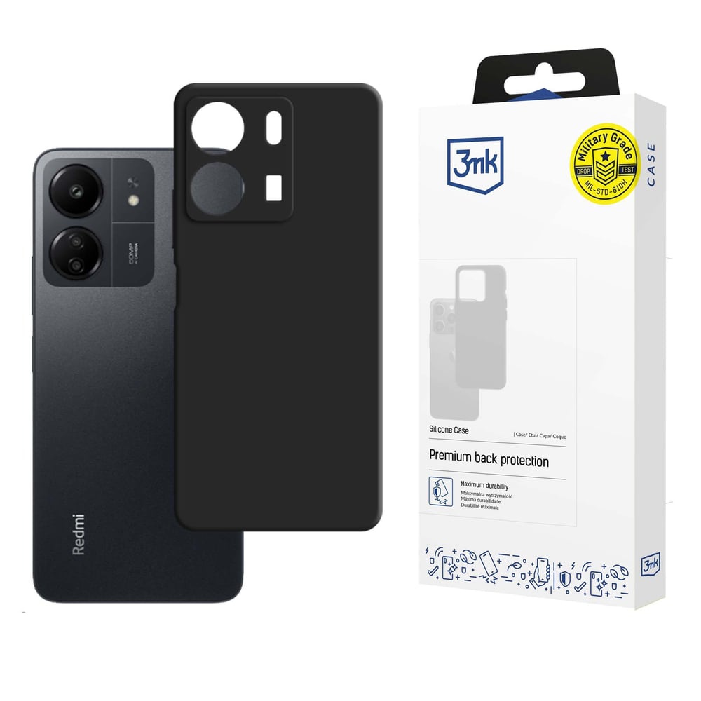 3MK Silicone Back Cover Σιλικόνης / Δερμάτινο Μαύρο (Redmi 13C 4G / Poco C65 4G)