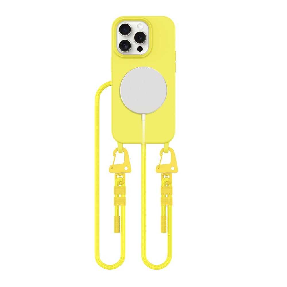 Tech-protect Iphone 15 Pro Magnecklace Magsafe Θήκη Σιλικόνης Tpu Pυθμιζόμενο Αποσπώμενο Κορδόνι Canary Yellow